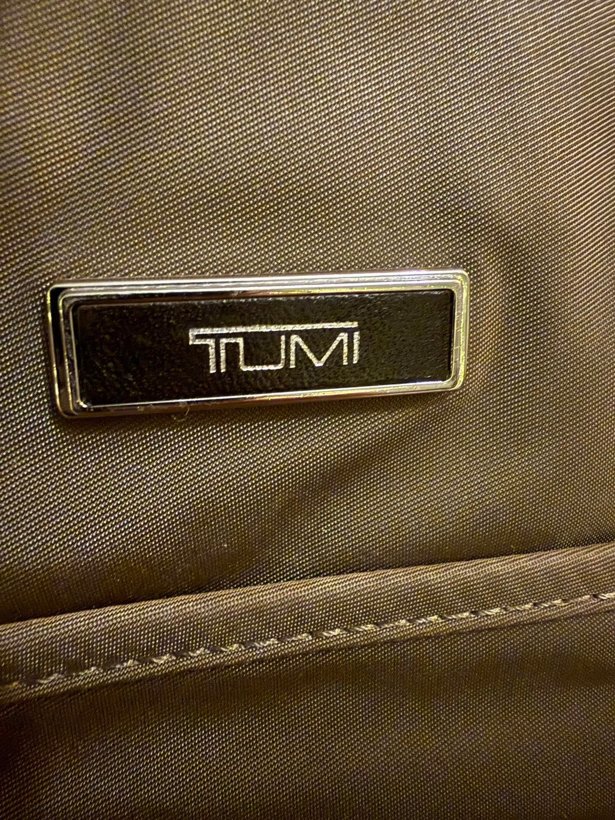 Tumi Gray Nylon Tote Bag with Black Leather Handles