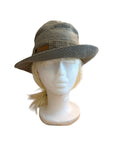 Gray Textured Wide-Brim Hat with Leather Accent