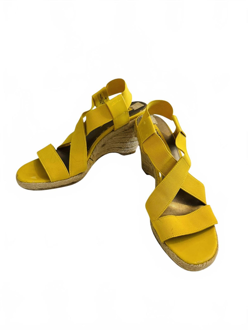 Bandolino Yellow Wedge Sandals with Elastic Straps
