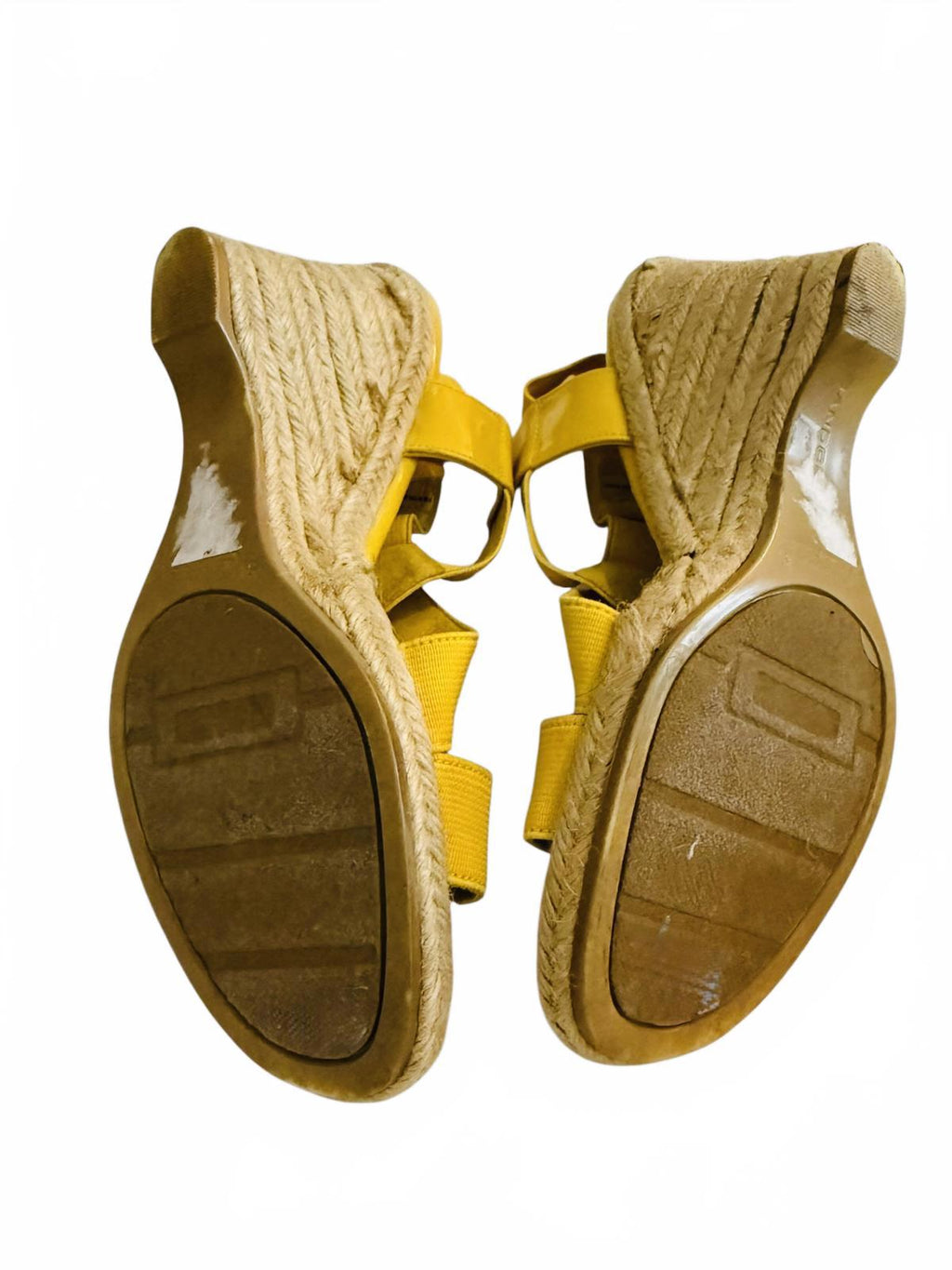 Bandolino Yellow Wedge Sandals with Elastic Straps