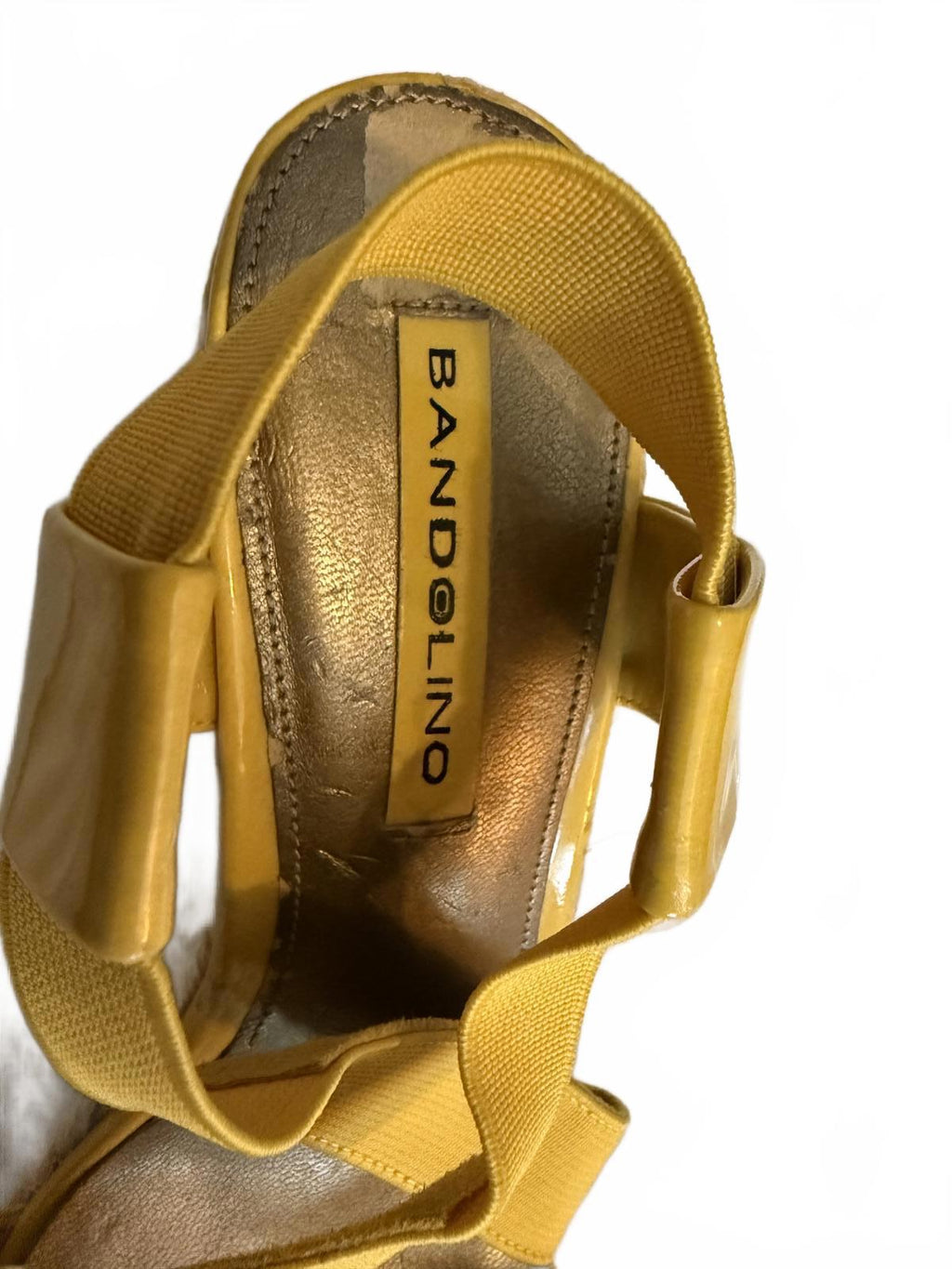 Bandolino Yellow Wedge Sandals with Elastic Straps