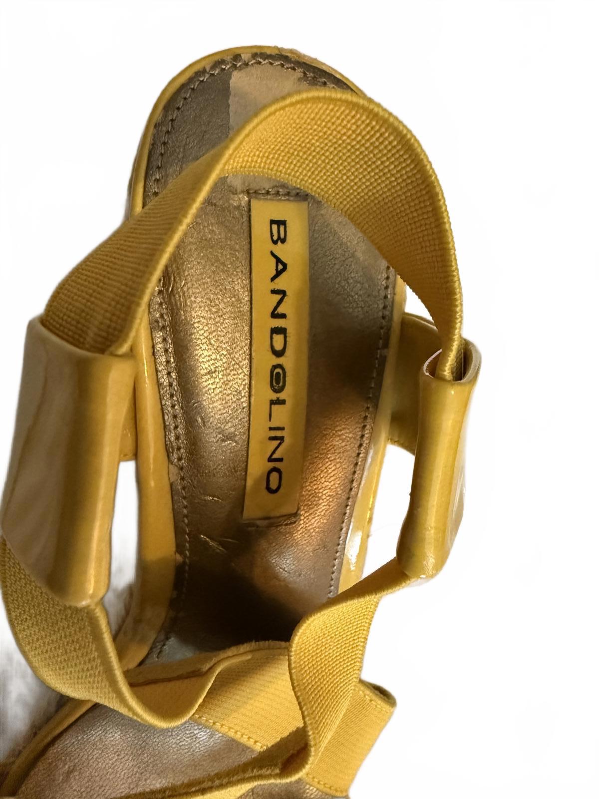Bandolino Yellow Wedge Sandals with Elastic Straps