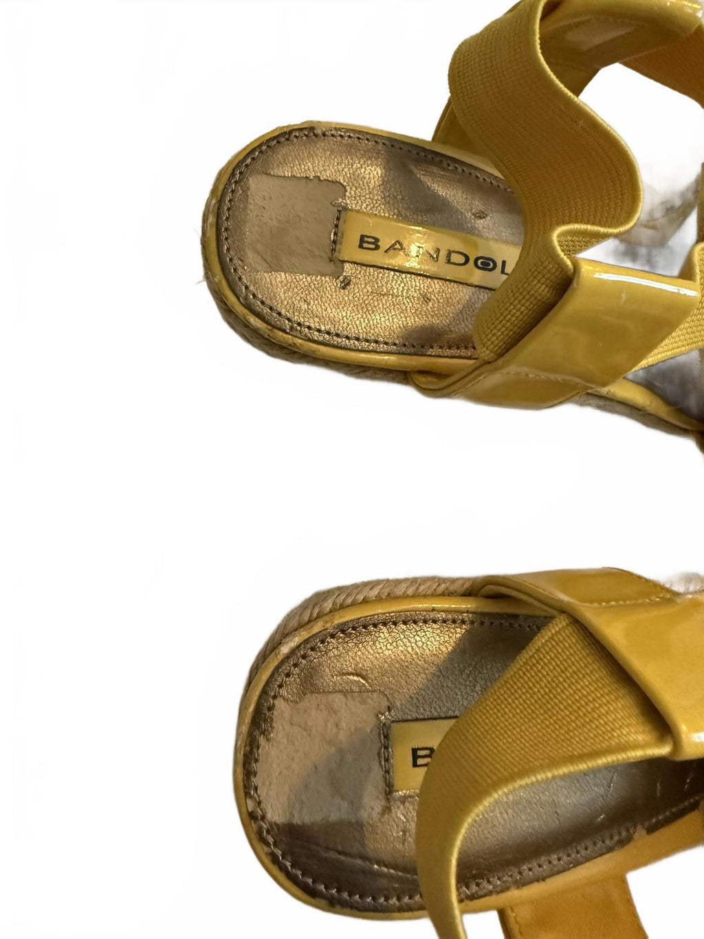 Bandolino Yellow Wedge Sandals with Elastic Straps