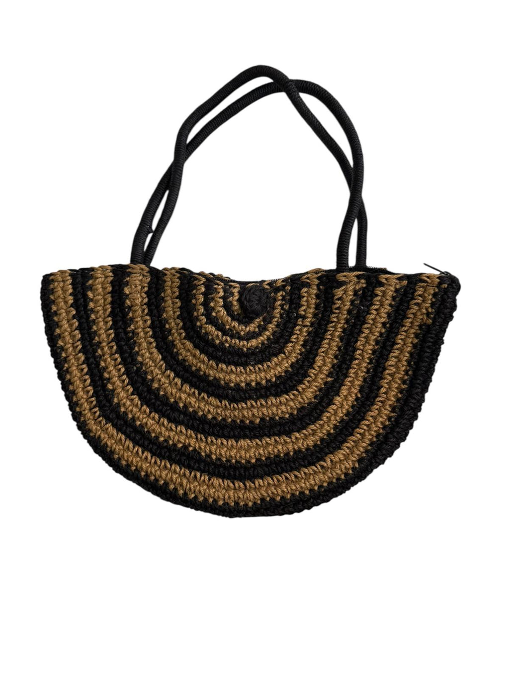 Handwoven Straw Tote Bag with Black Accents