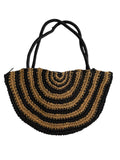 Handwoven Straw Tote Bag with Black Accents