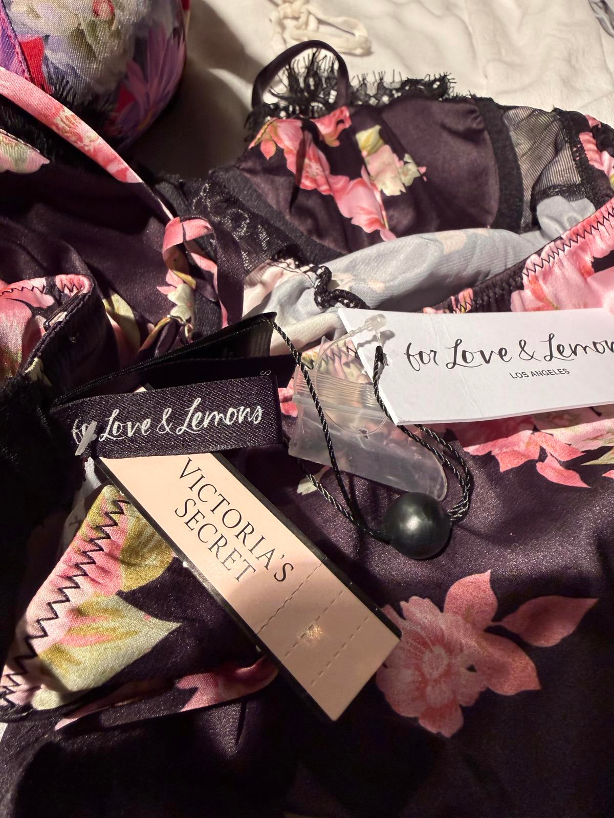 For Love & Lemons x Victoria's Secret Floral Satin Bustier