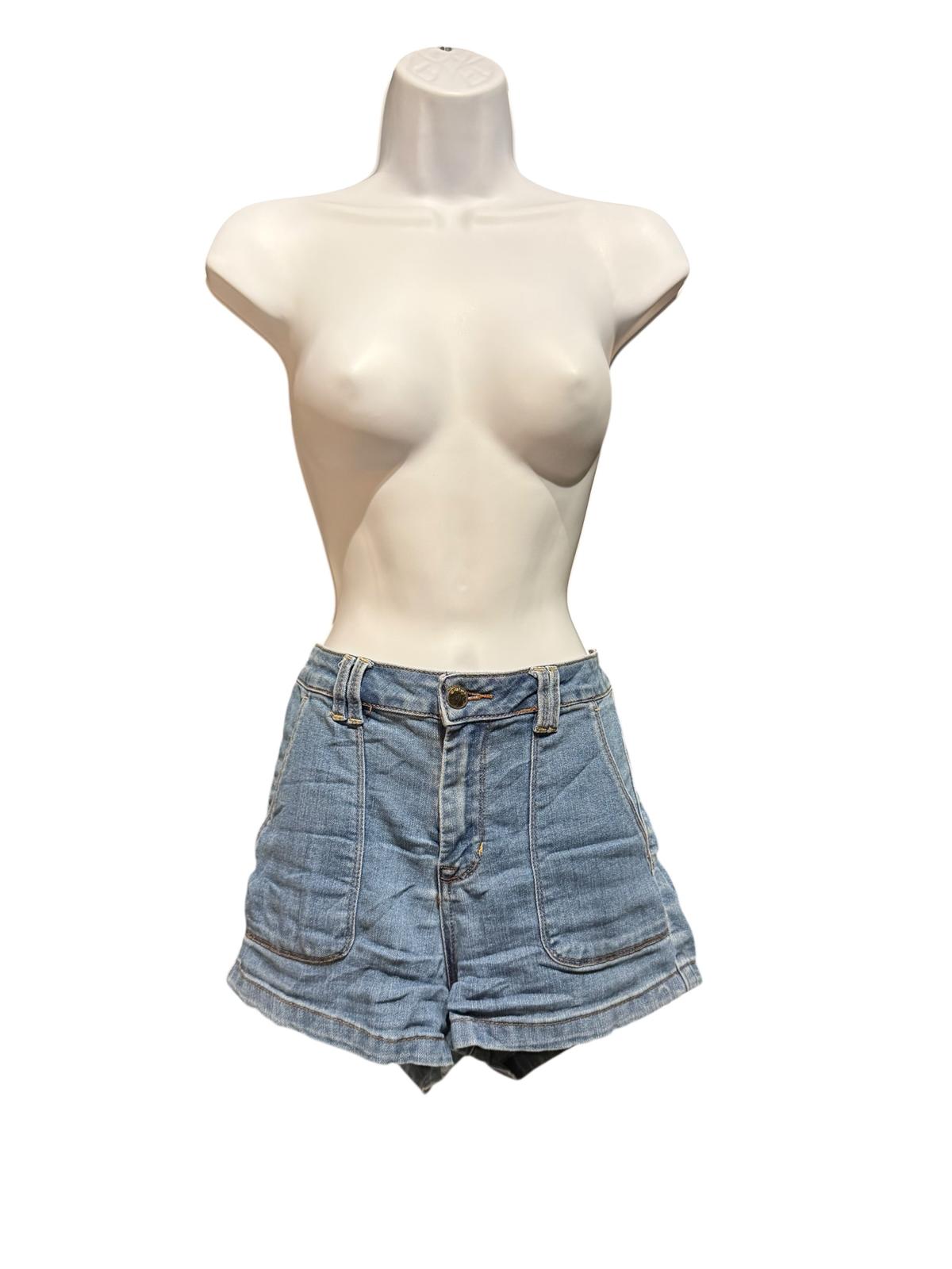 Bebe Light Wash Denim High Waist Shorts