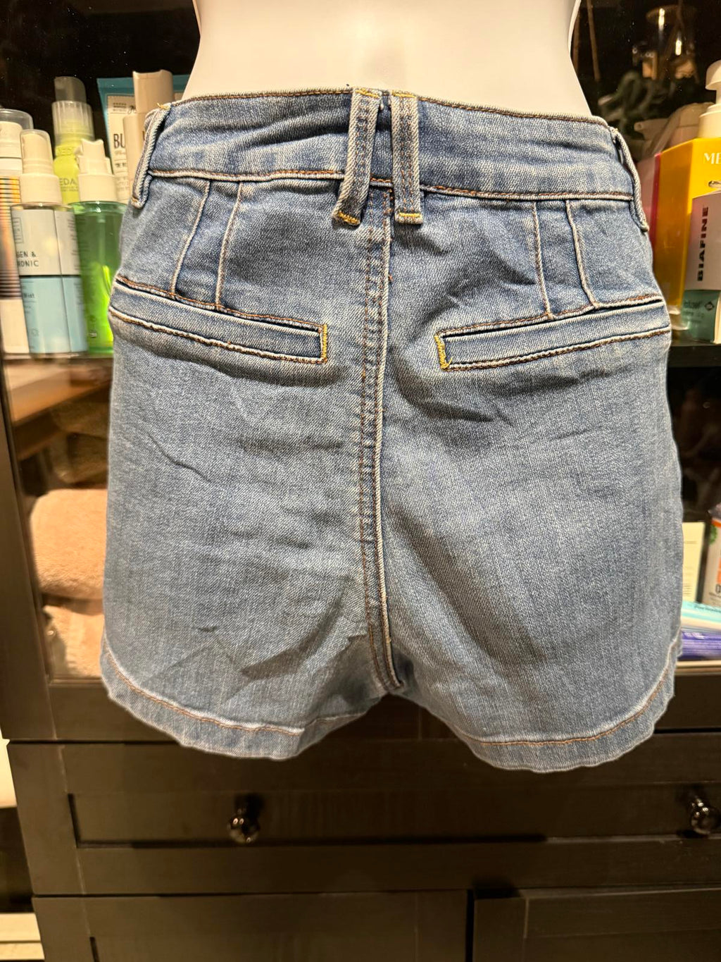 Bebe Light Wash Denim High Waist Shorts
