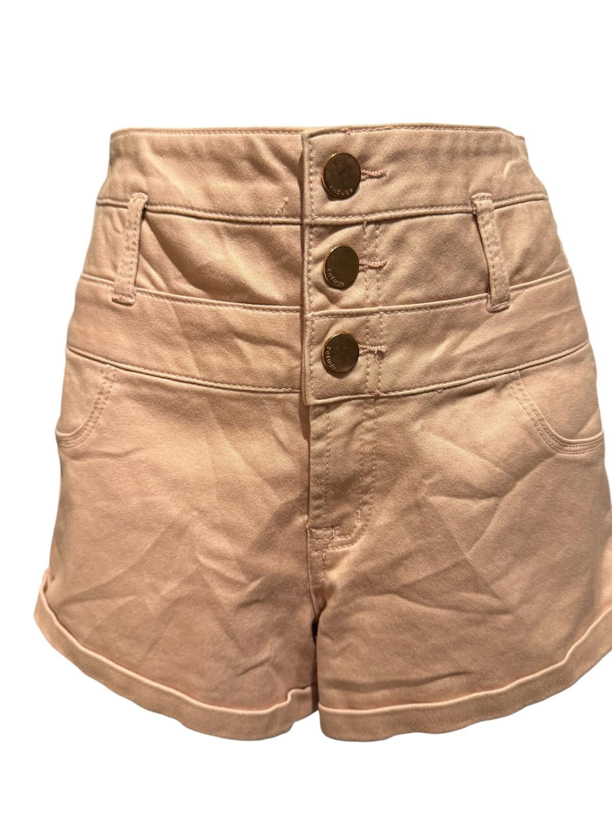 Refuge High-Waisted Peach Button Front Shorts