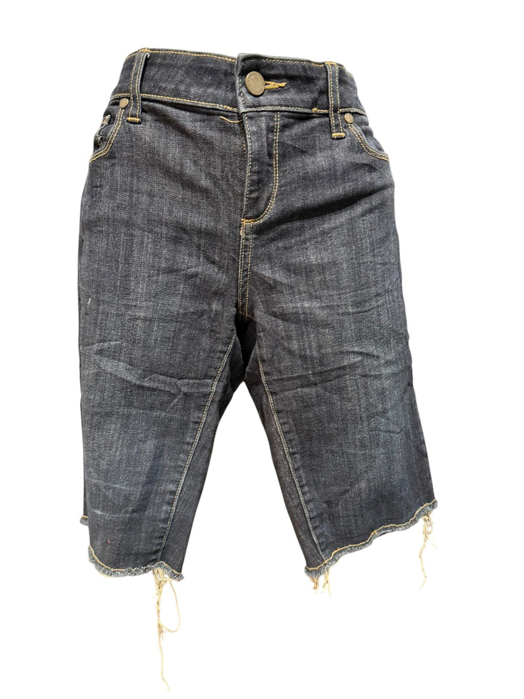 Paige Dark Wash Denim Bermuda Shorts with Raw Hem