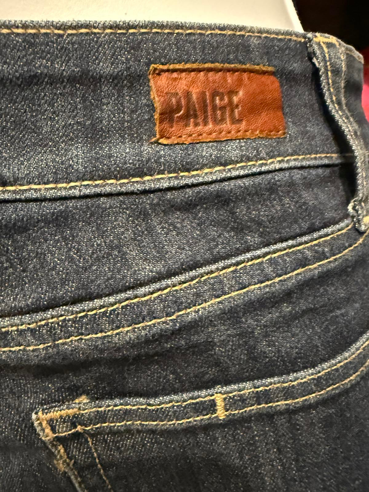 Paige Dark Wash Denim Bermuda Shorts with Raw Hem