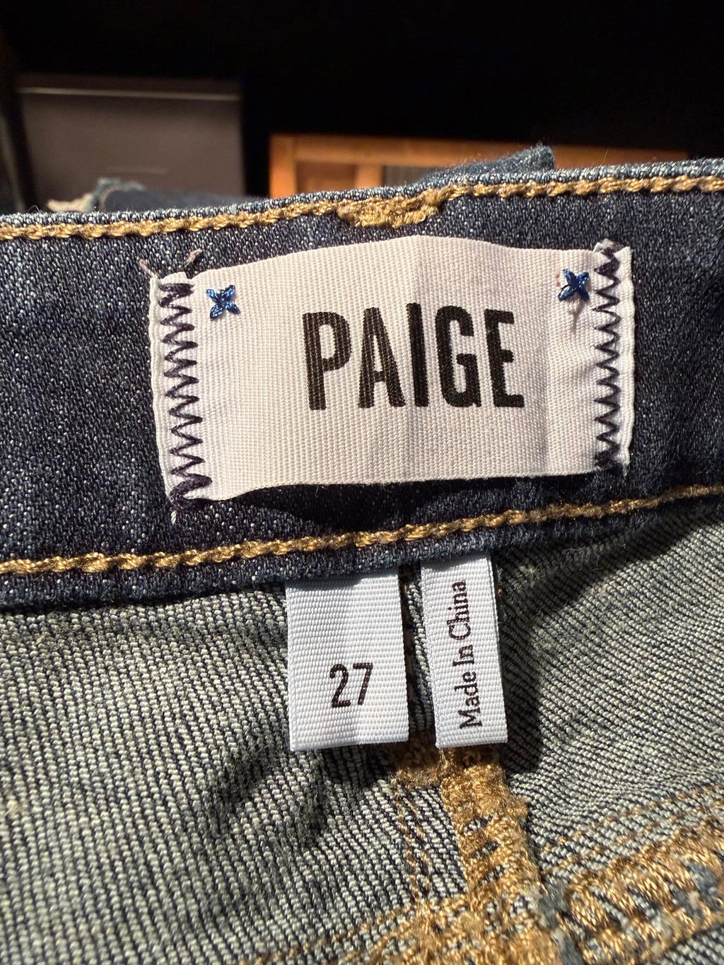 Paige Dark Wash Denim Bermuda Shorts with Raw Hem