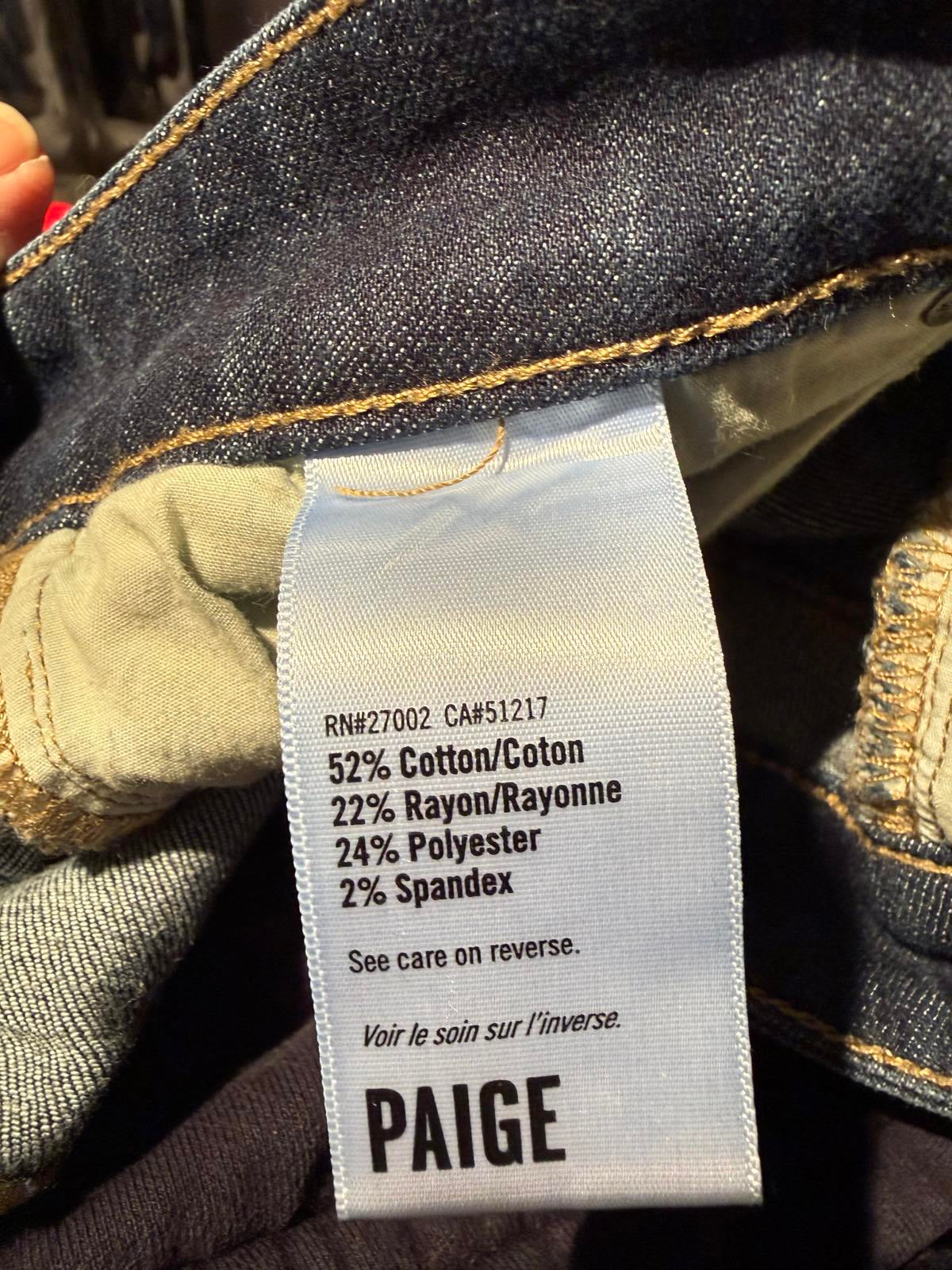 Paige Dark Wash Denim Bermuda Shorts with Raw Hem