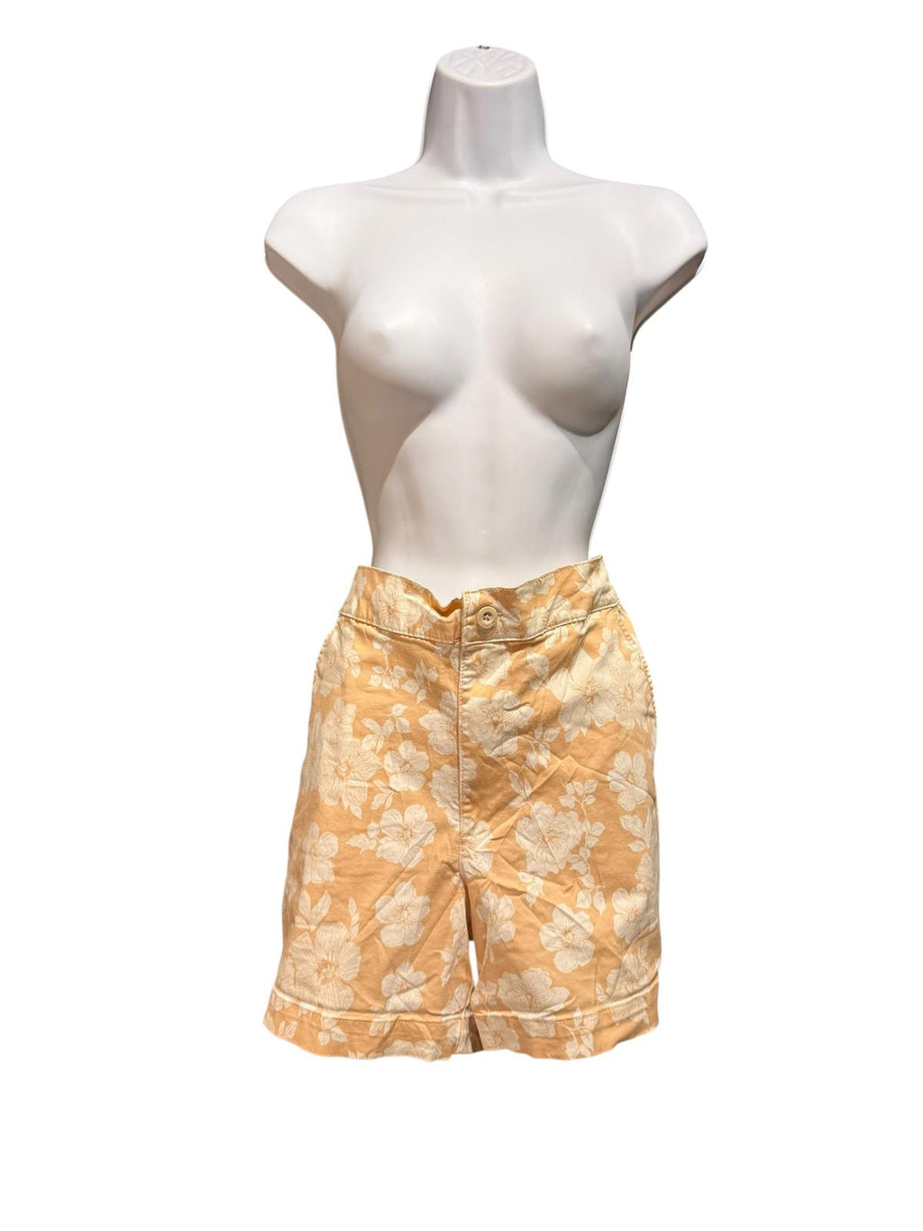 Jacks Girlfriend Peach Floral Print High Waist Shorts