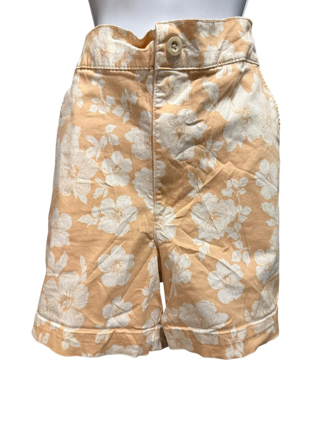 Jacks Girlfriend Peach Floral Print High Waist Shorts