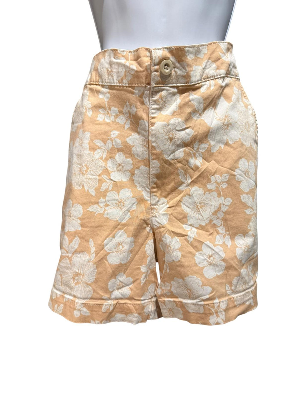 Jacks Girlfriend Peach Floral Print High Waist Shorts