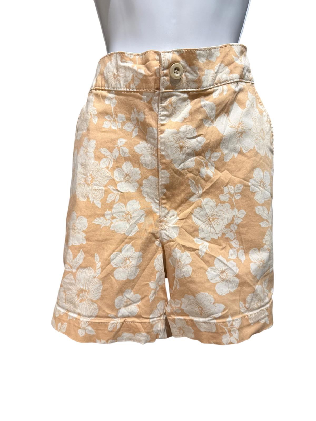 Jacks Girlfriend Peach Floral Print High Waist Shorts