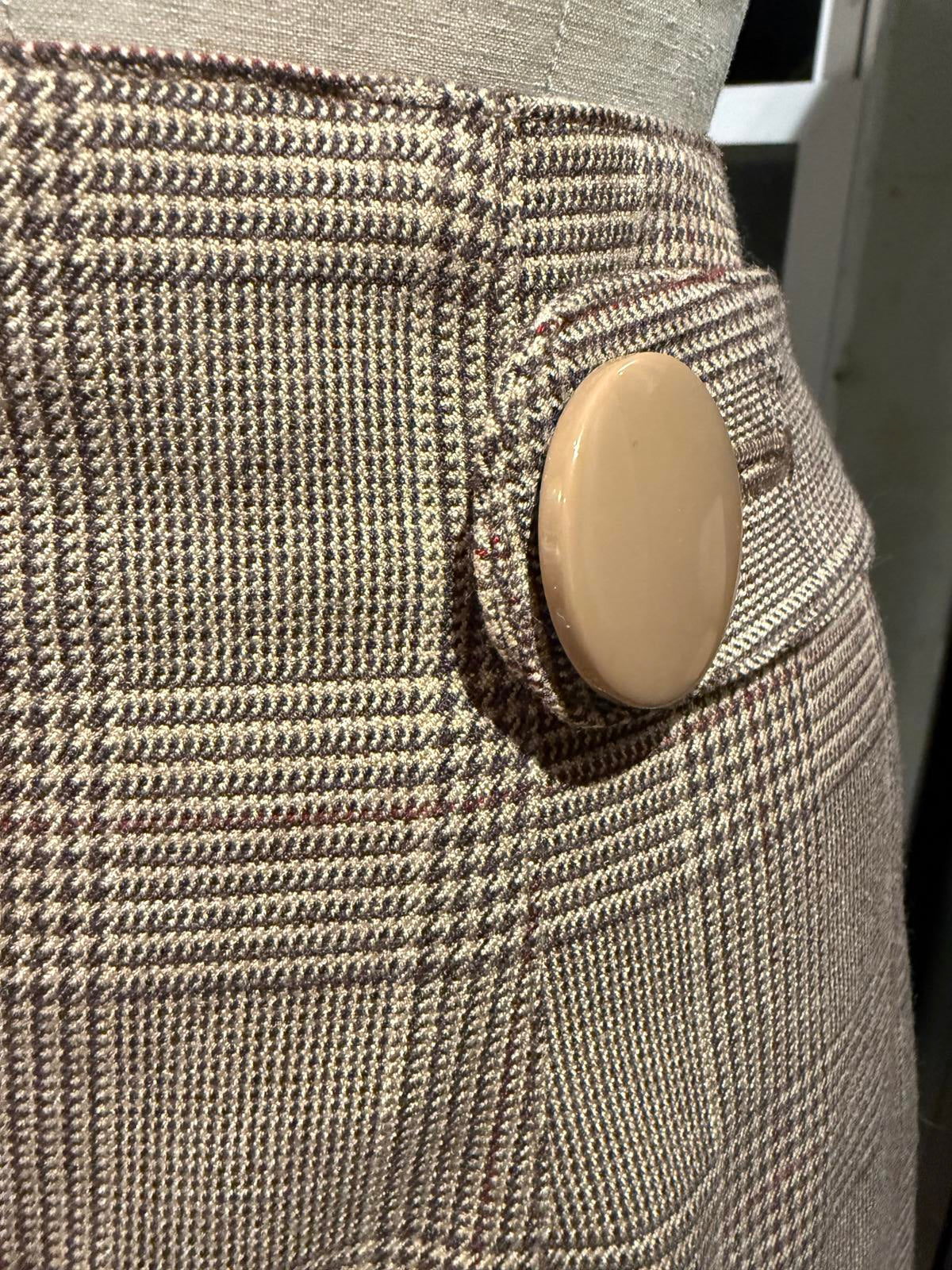 Grace Elements Plaid Midi Pencil Skirt with Button Detail
