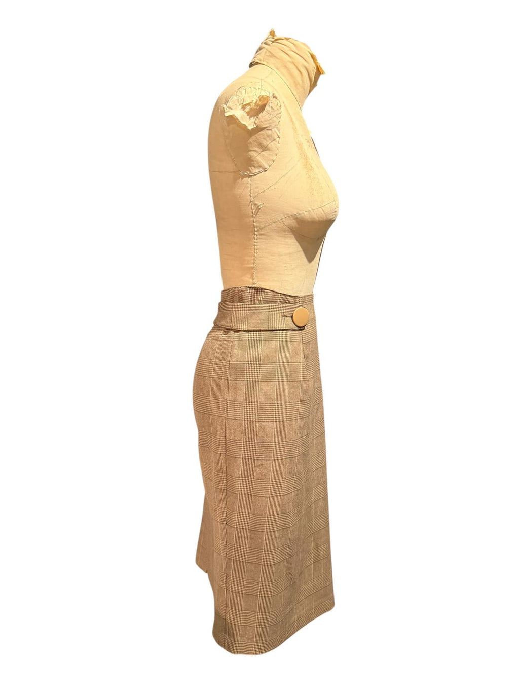 Grace Elements Plaid Midi Pencil Skirt with Button Detail