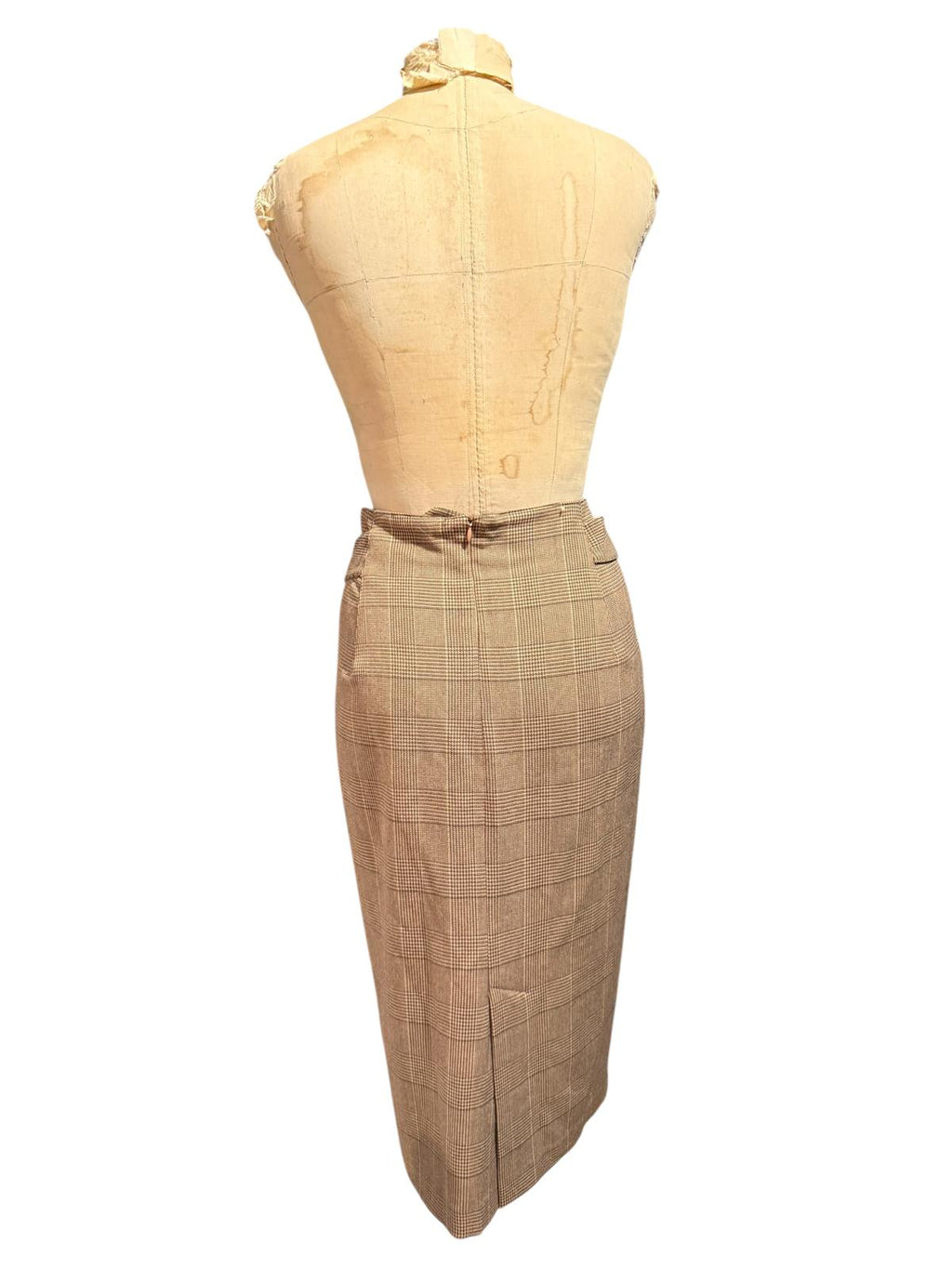 Grace Elements Plaid Midi Pencil Skirt with Button Detail