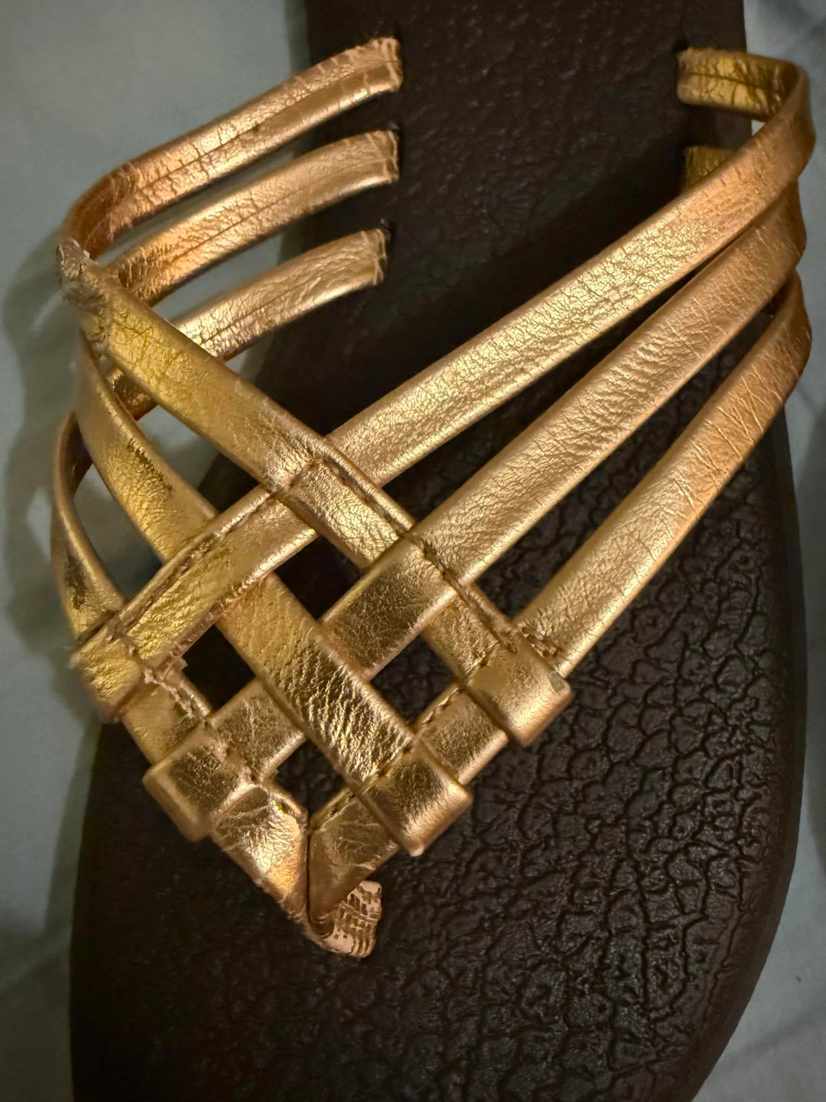Sanuk Gold Strappy Slip-On Sandals