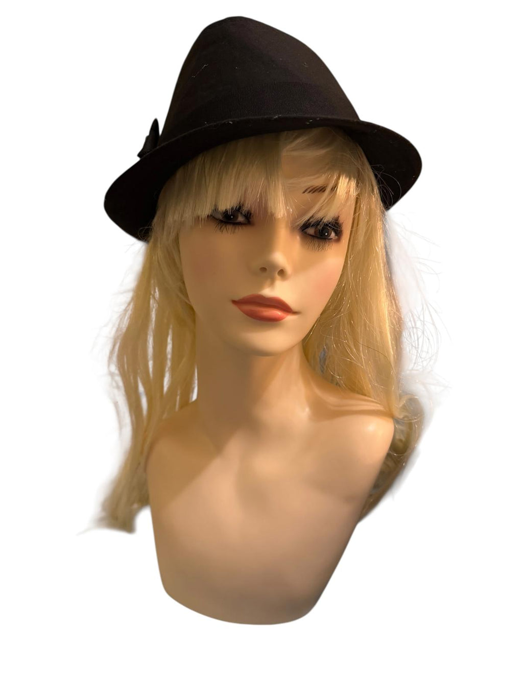 Black Fedora Hat with Decorative Rose Accent