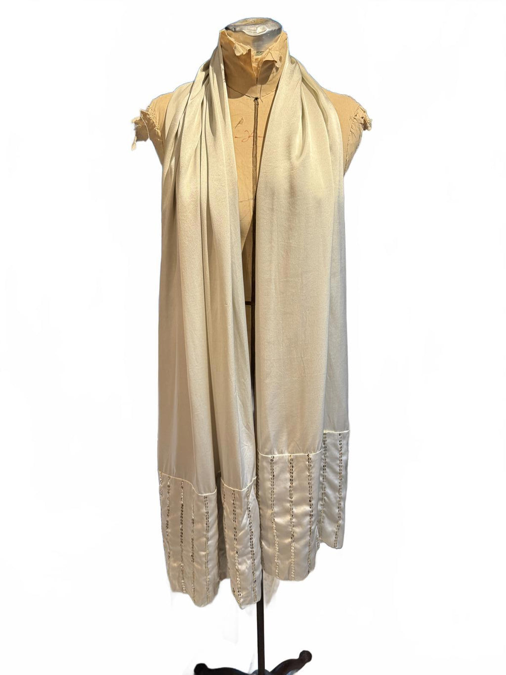 Elegant Silk Cream Shawl with Sequin Embellishments