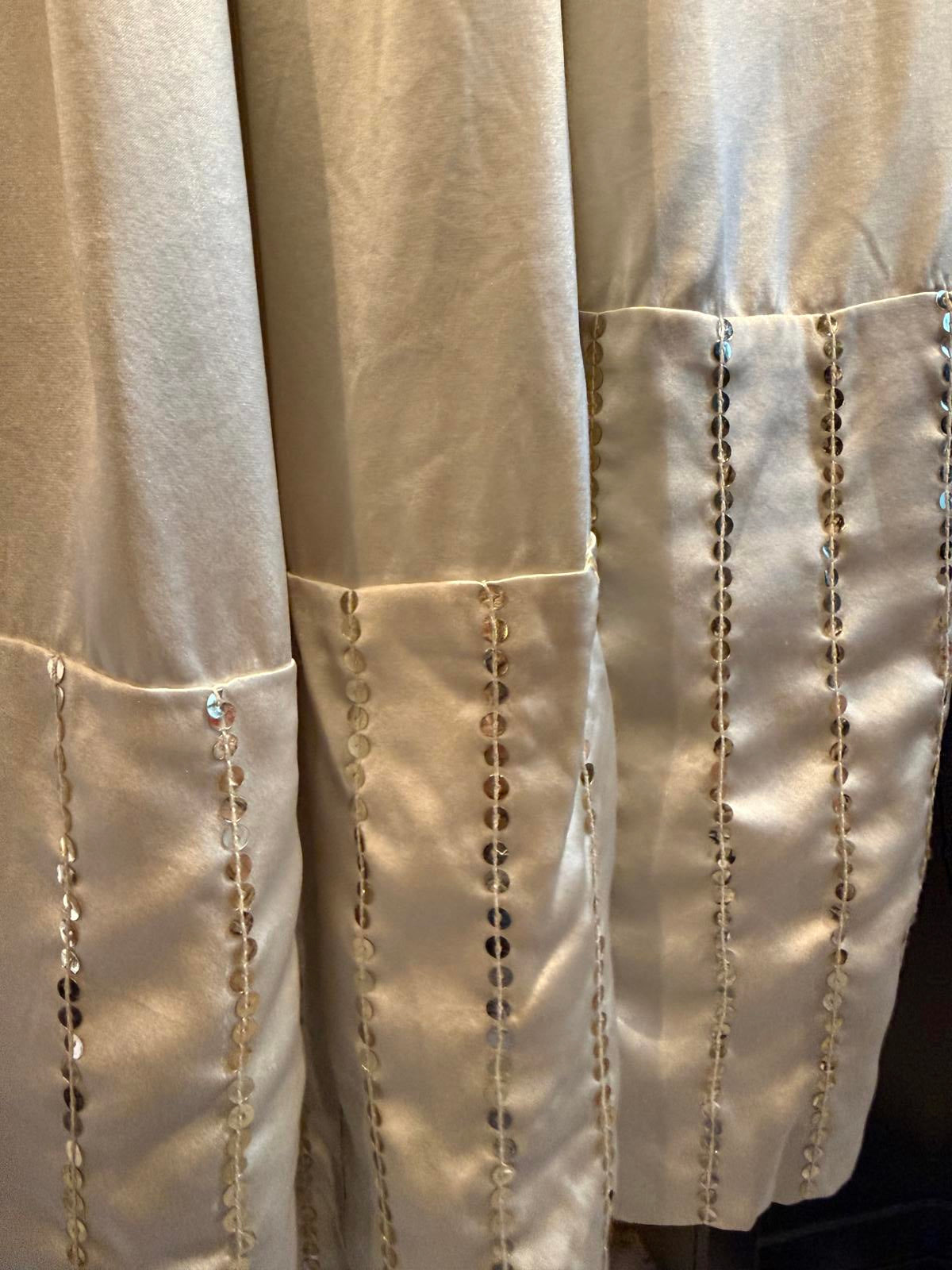 Elegant Silk Cream Shawl with Sequin Embellishments