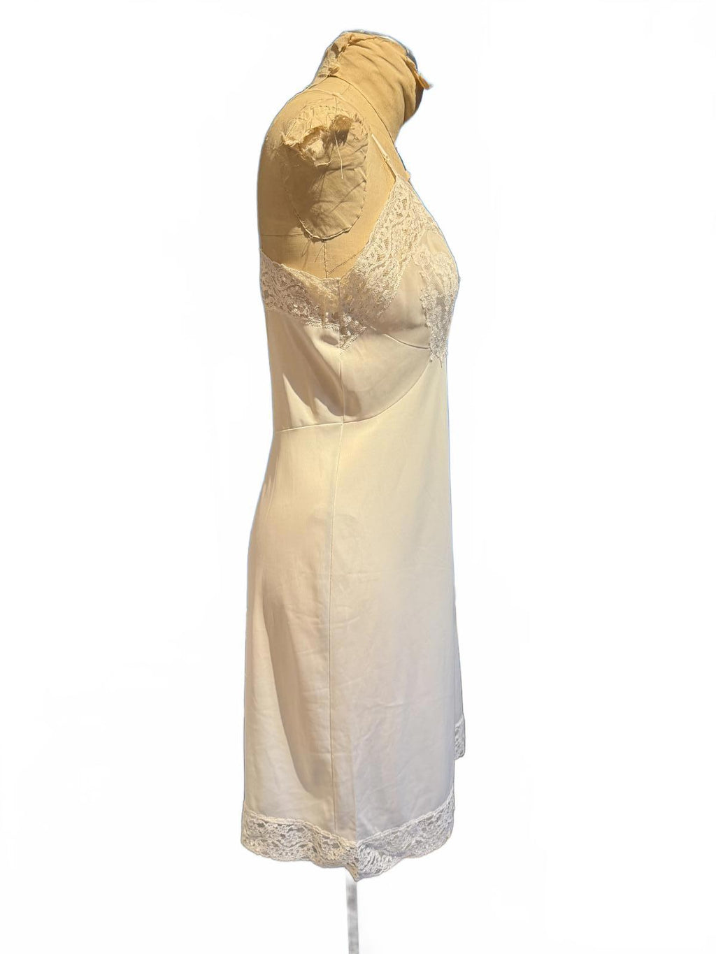 Vassarette Vintage Cream Lace Trim Slip Dress