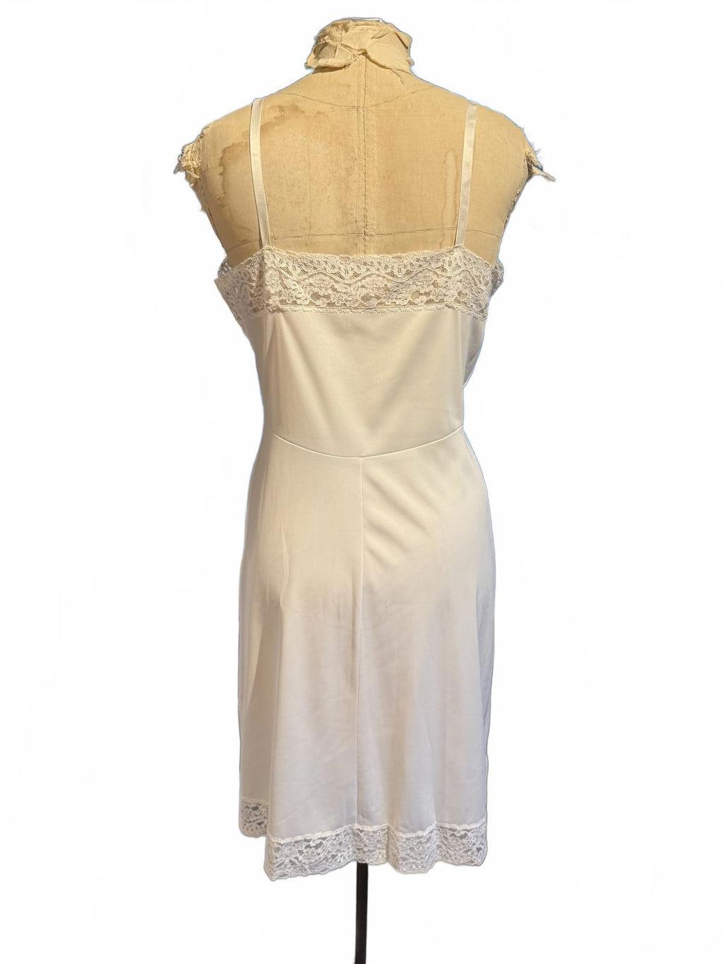 Vassarette Vintage Cream Lace Trim Slip Dress