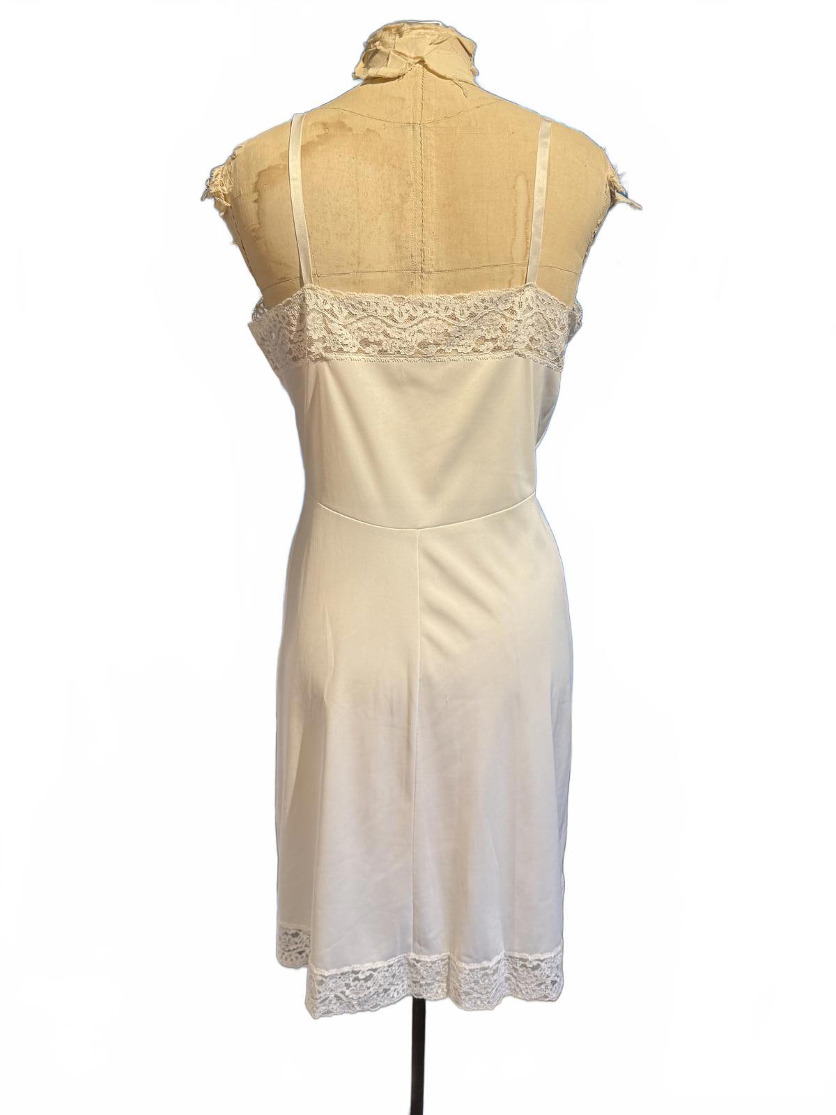 Vassarette Vintage Cream Lace Trim Slip Dress