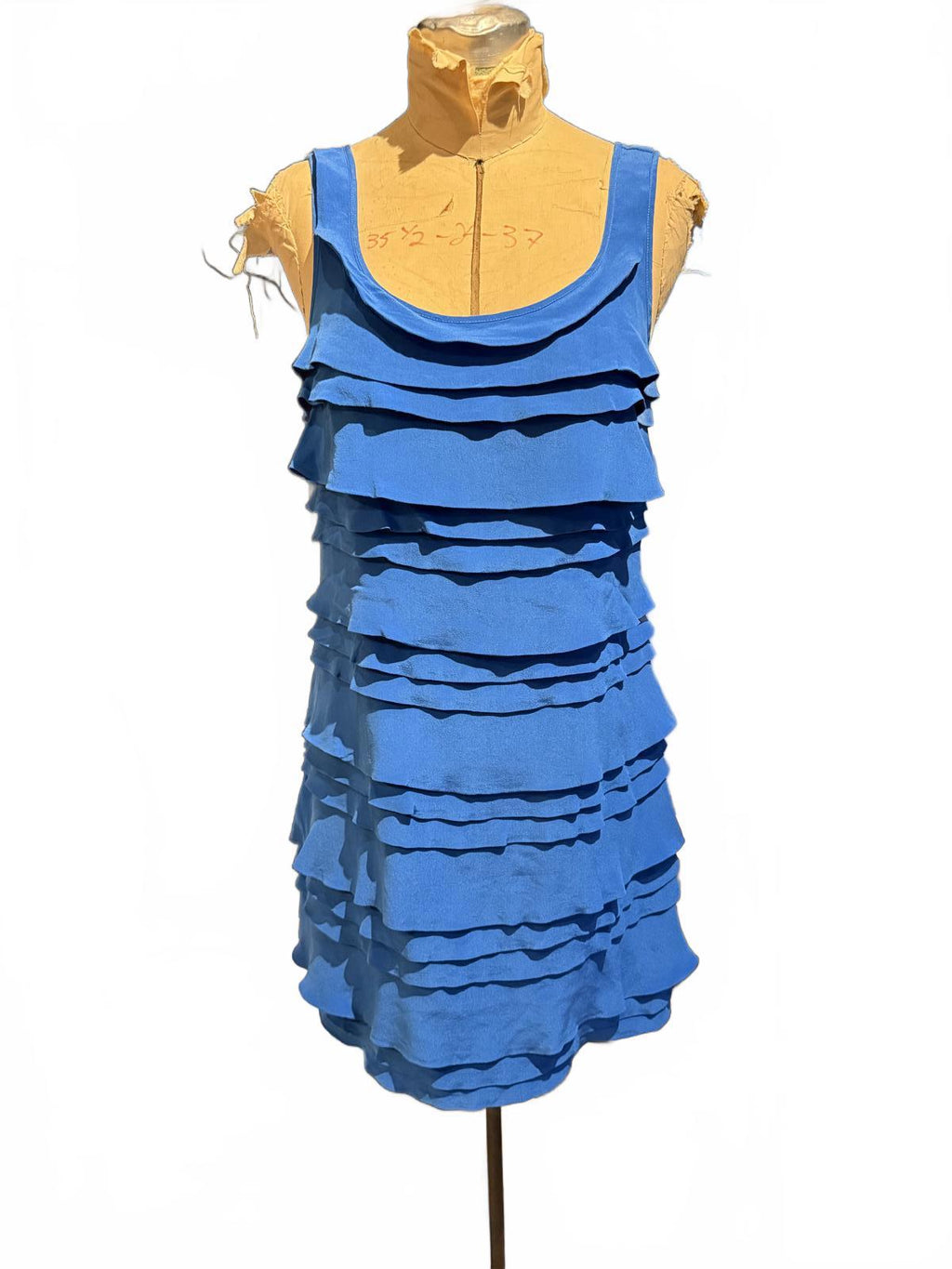 French Connection Blue Sleeveless Ruffled Layered Dress
