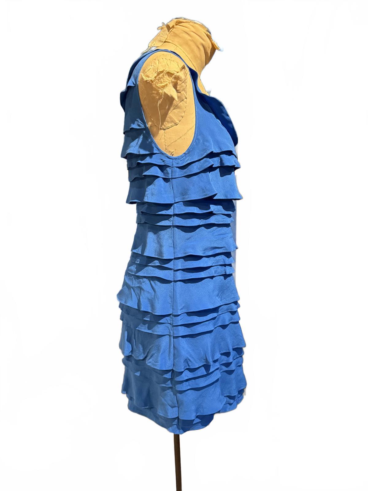 French Connection Blue Sleeveless Ruffled Layered Dress