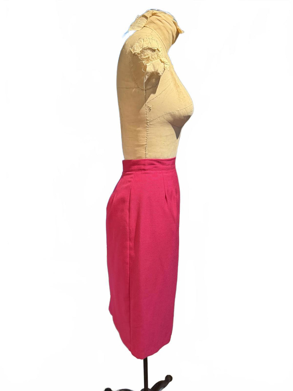 Jonathan Logan Vintage Fuchsia Pencil Skirt with Pleat Detail