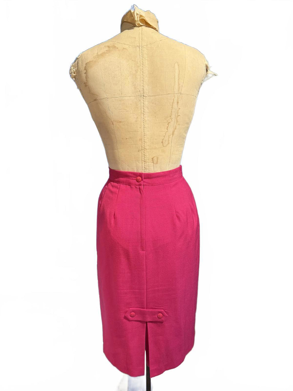 Jonathan Logan Vintage Fuchsia Pencil Skirt with Pleat Detail