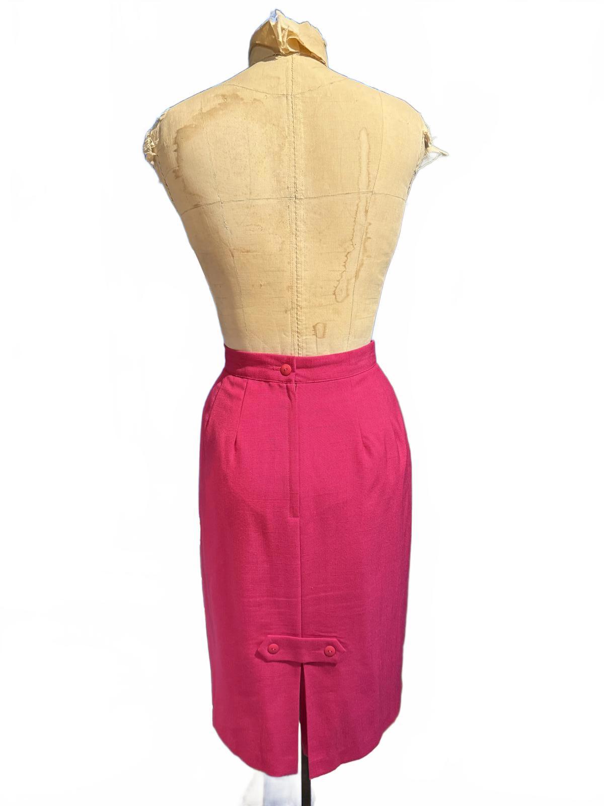 Jonathan Logan Vintage Fuchsia Pencil Skirt with Pleat Detail