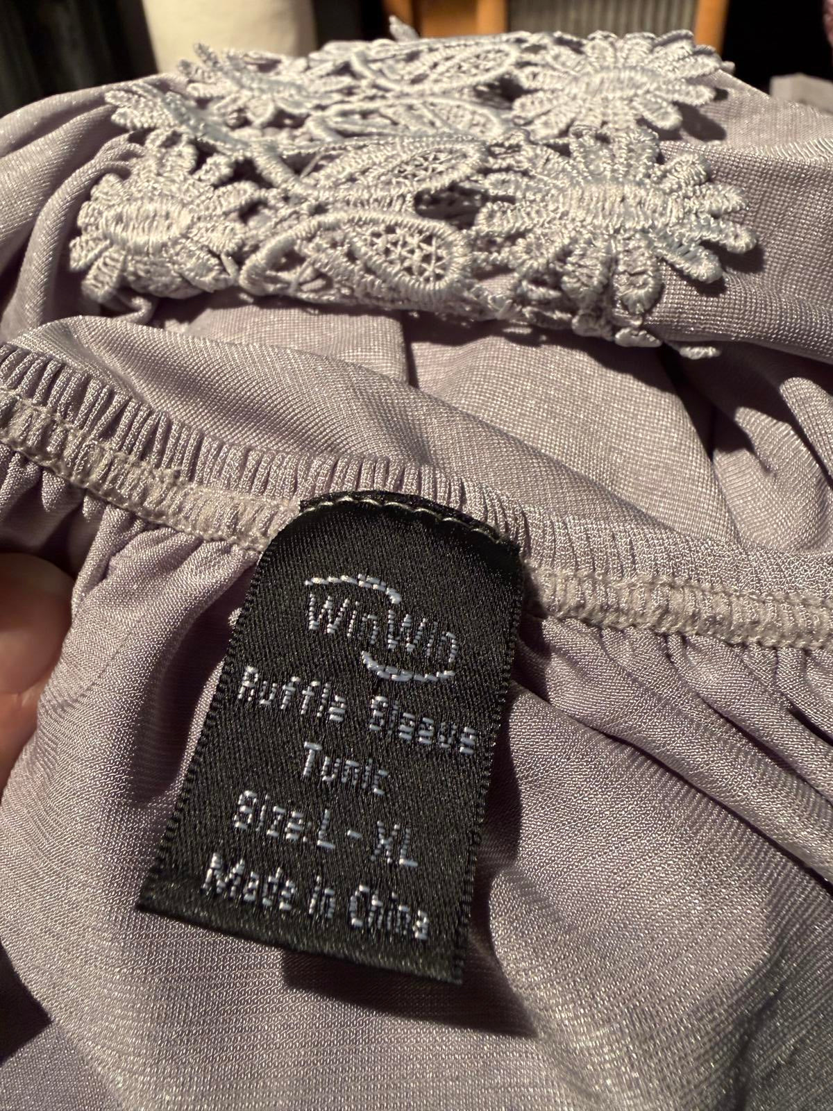 Off-Shoulder Light Gray Dress with Crochet Lace Detail
