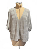 Avenue Light Gray/Silver Knit Sweater with V-Neck