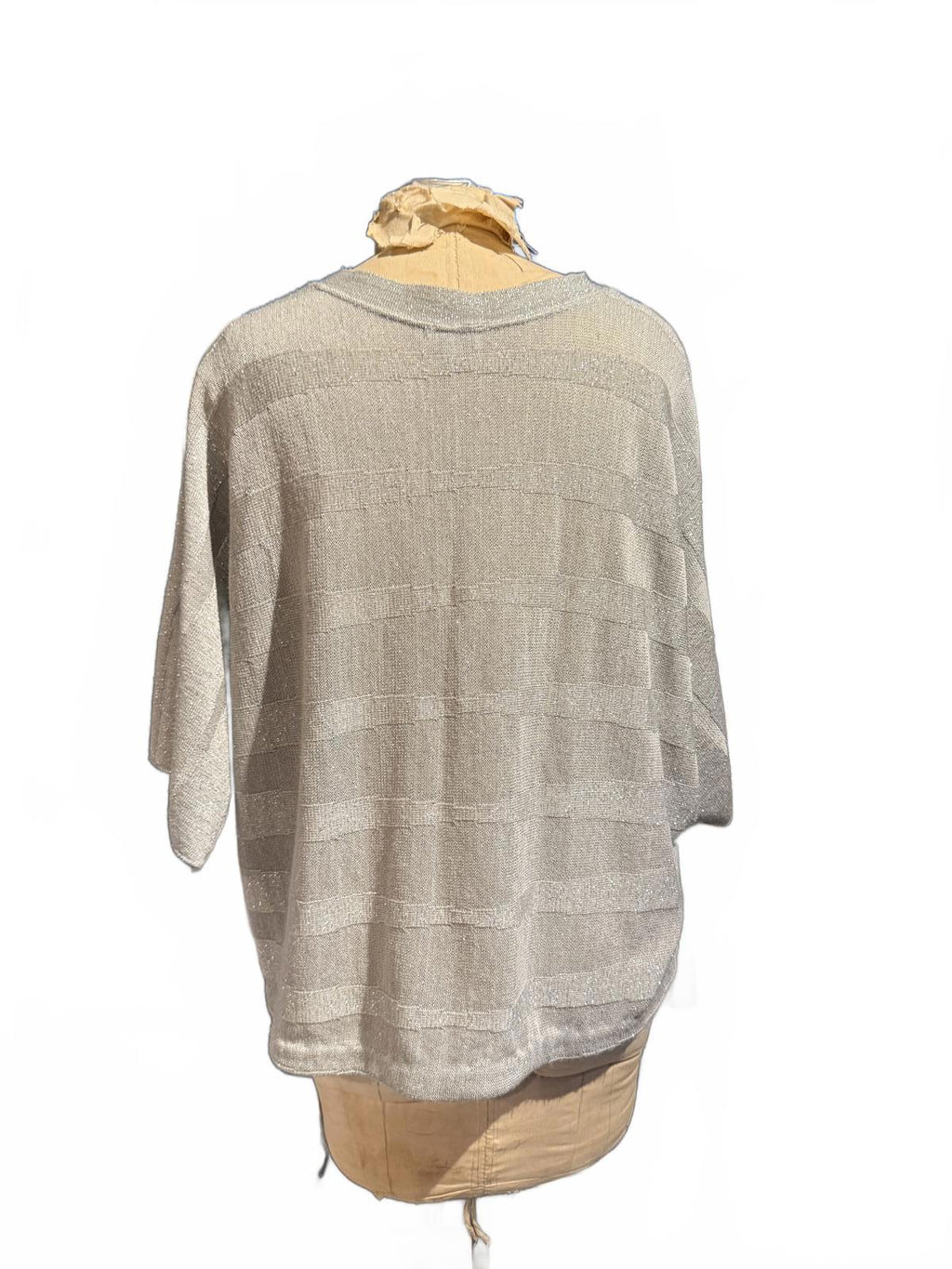 Avenue Light Gray/Silver Knit Sweater with V-Neck