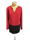 YL by Yair Long Sleeve Colorblock Tunic Top in Red and Black
