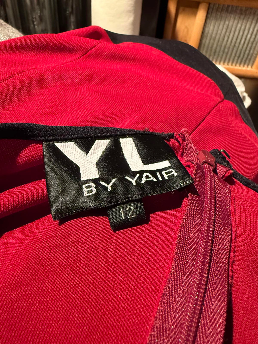YL by Yair Long Sleeve Colorblock Tunic Top in Red and Black