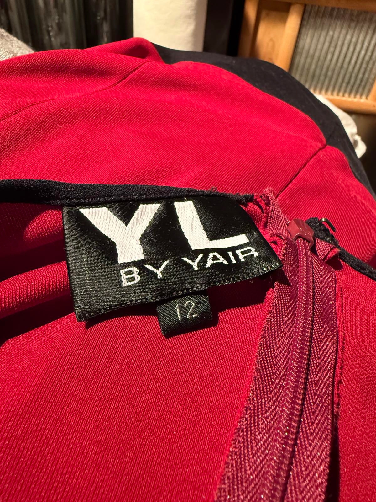 YL by Yair Long Sleeve Colorblock Tunic Top in Red and Black
