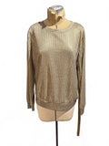 Who What Wear Gold Metallic Ribbed Long Sleeve Sweater
