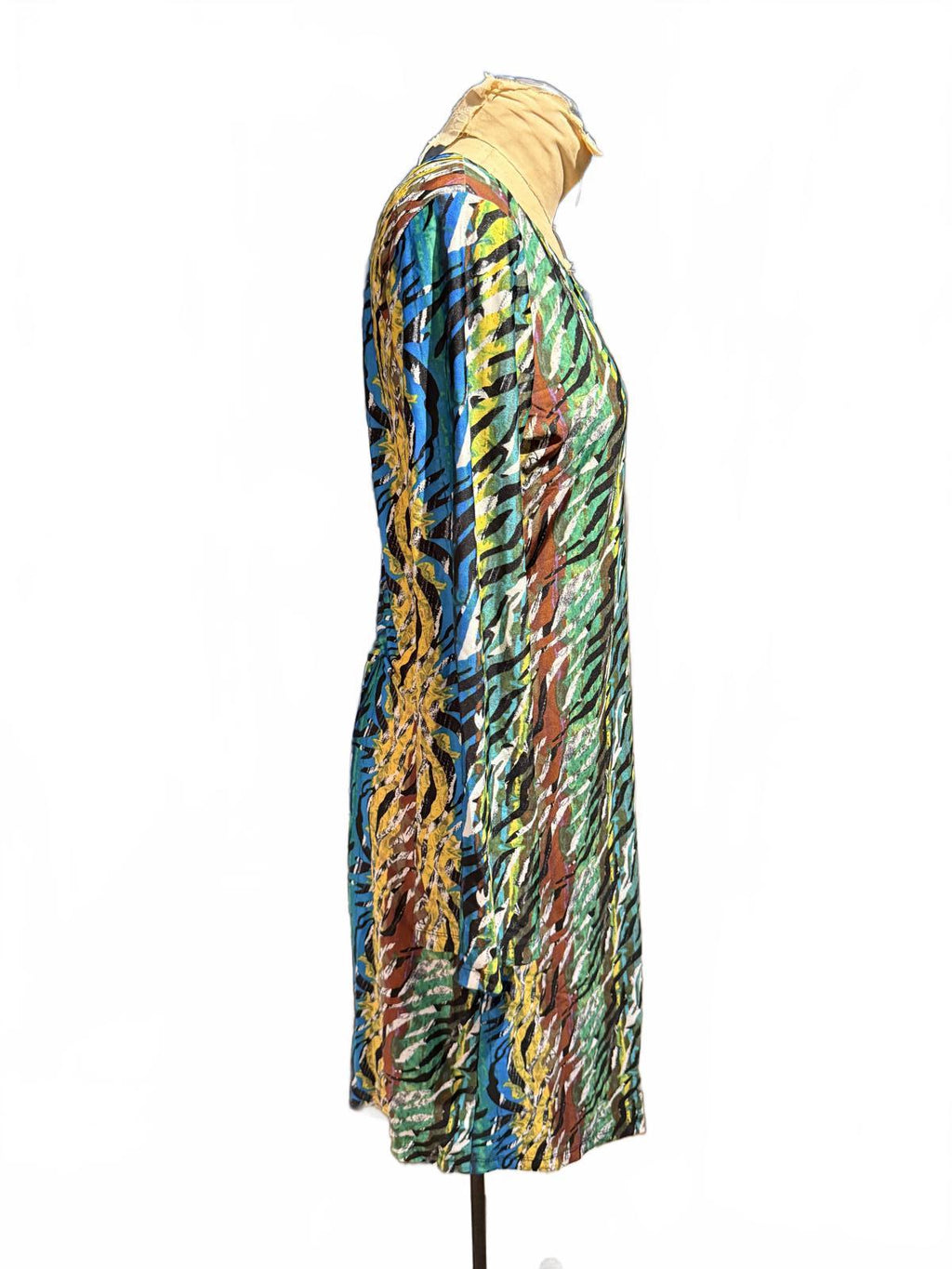 Voir Voir Colorful Abstract Pattern Long Sleeve Dress with Back Zipper