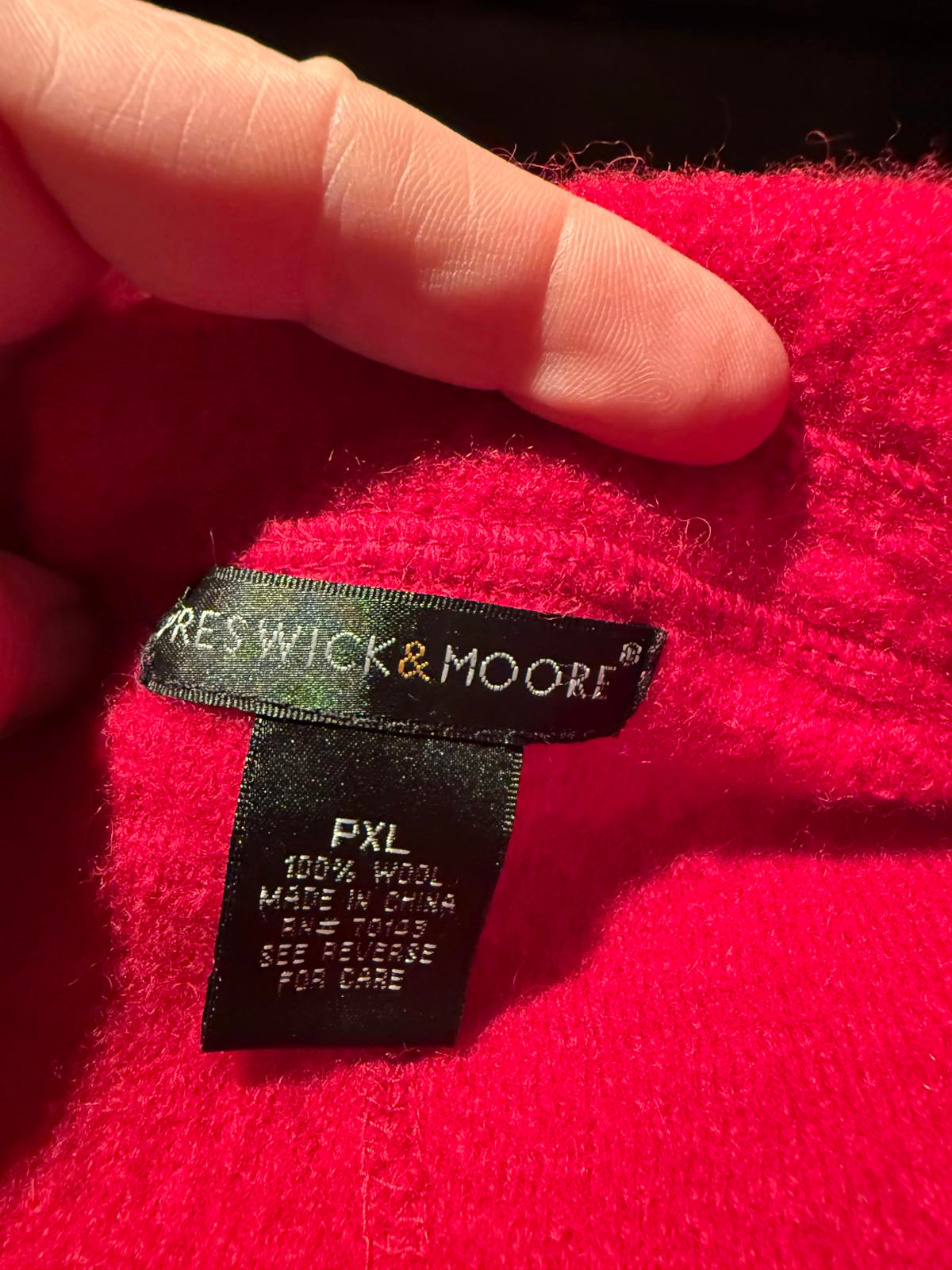 Preswick & Moore 100% Red Wool Blend Button-Up Blazer with Lace Trim