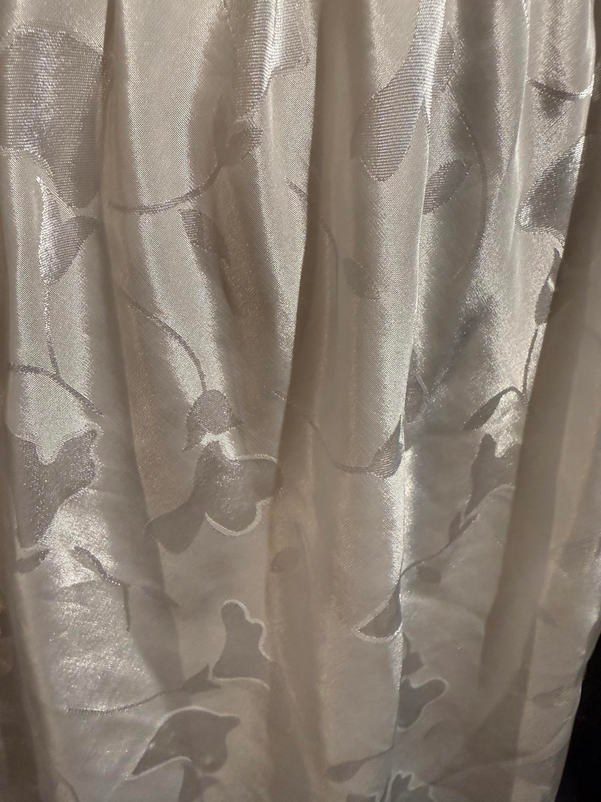 Vintage White Midi Slip Skirt with Elastic Waist