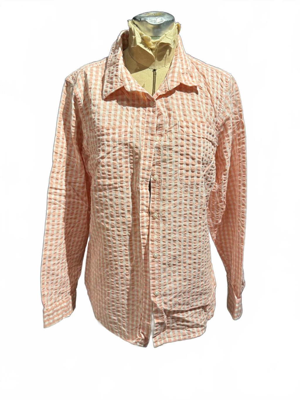 L.L. Bean Long Sleeve Peach Textured Button-Up Shirt