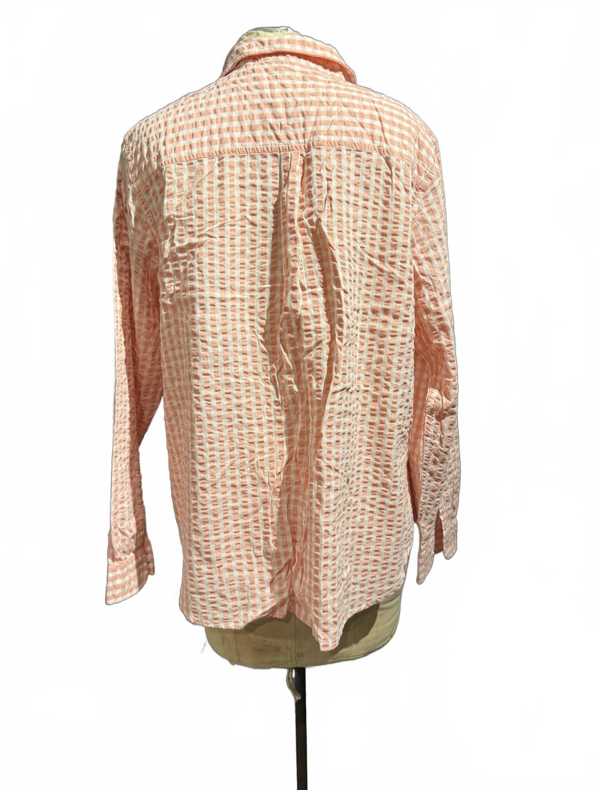 L.L. Bean Long Sleeve Peach Textured Button-Up Shirt