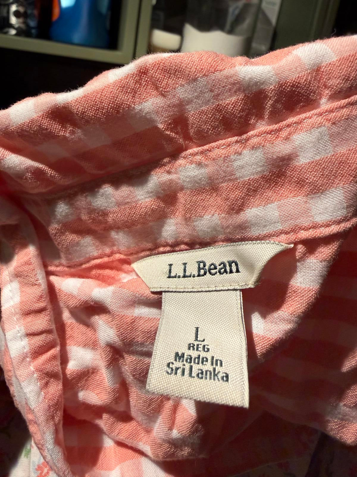L.L. Bean Long Sleeve Peach Textured Button-Up Shirt