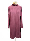 Long Sleeve Ribbed Knit Turtleneck Dress in Dusty Rose
